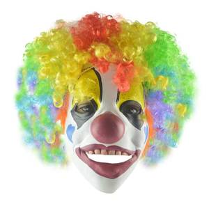Máscara de Payaso para el Festival de los Fantasmas, Accesorios de Disfraces, Máscara de Látex Aterradora para Adultos y Niños con Peluca para Disfraces de Halloween, Fiesta, COS, Espectáculo de Bar, Impresa - Product Image 1