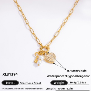 Collar Hecho a Mano con Colgante de Acero Inoxidable Chapado en Oro de 18K con Corte Princesa para Mujer, Cadena Versátil de Estilo Moderno para Fiestas - Product Image 6