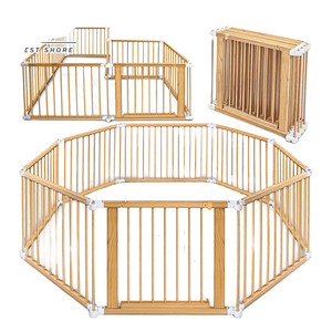 Parque de juegos convertible de madera maciza al por mayor, centro de actividades para bebés, valla modular para guardería - Product Image 1