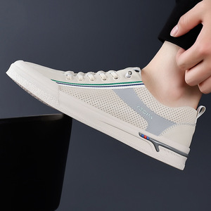 Y3OPA White Mesh Sneakers Summer Breathable Lace-up Men's Casual <b>Shoes</b> <b>Soft</b> Sole Anti-slip - Product Image 3