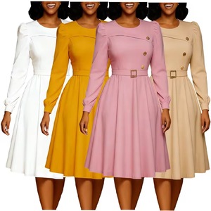 Abito Formale <span class=keywords><strong>da</strong></span> <span class=keywords><strong>Donna</strong></span> <span class=keywords><strong>Taglie</strong></span> <span class=keywords><strong>Forti</strong></span>, Elegante e Casual con Colletto, per Ufficio, Autunno e Inverno - Product Image 3