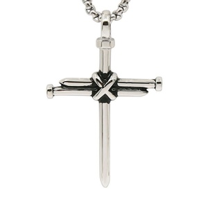 China Supplier Jewelry Silver Gold Plated Pendant Stainless Steel Unique Design Nail <b>Cross</b> Pendant Necklace - Product Image 1