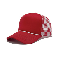 Casquette Trucker 5 Panneaux Vert Menthe Structurée avec Logo Personnalisé, Dos en Maille Damier et Visière Cousue – Vente en Gros Direct Usine