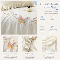 Ensemble de couette d'été rafraîchissante en Lyocell de haute qualité, personnalisé OEM ODM, 4 pièces, broderie papillon, design à volants, pour hôtel et maison