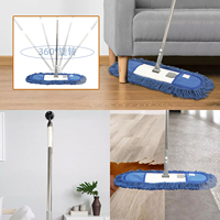 Serpillère plate télescopique bleue grande taille pour la maison avec manche en acier, nettoyeur écologique et durable pour les sols d'hôtels et de gymnases