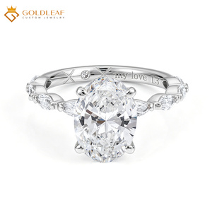 Anillo de diamantes de corte ovalado Goldleaf PT950 de platino con certificado IGI de 2, 3 y 4 quilates DEF‑VVS/VS para compromiso, boda, aniversario y uso diario - Product Image 1