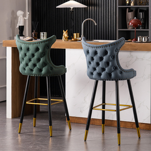 Sgabelli da Bar Moderni e Minimalisti in Flanella, Sgabelli Alti da <span class=keywords><strong>Cucina</strong></span>, Vendita all'Ingrosso, Qualità Commerciale, OEM, Misure Personalizzate, Direttamente dalla Fabbrica - Product Image 1
