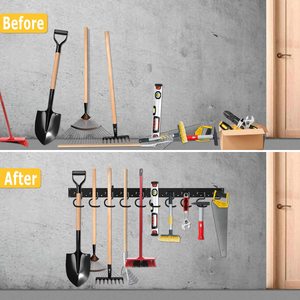 64 Inch Garage <strong>Hooks</strong> <strong>Tool</strong> Organizer Wall Mounted, Adjustable Storage System Wall Organizer for Garden <strong>Tools</strong> - Product Image 5