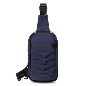 Custom Wholesale Men's <b>Chest</b> Bag Waterproof Nylon Cloth Messenger Bag with Pleats Decoration - Product Image 4