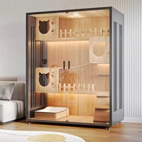 Maison pour chat en bois écologique d'intérieur avec montage facile et design verrouillable pour plusieurs chats - Style moderne