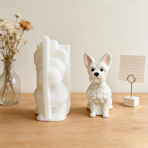 Moule en silicone 3D en forme de chiot West Highland Terrier <span class=keywords><strong>pour</strong></span> bougies, savons, plâtre, résine époxy et créations artistiques DIY - Product Image 4