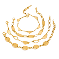 Bracelet à maillons en acier inoxydable plaqué or 18 carats, certifié CELES, tendance, géométrique, brillant, minimaliste, classique, étanche pour femmes