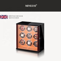 Remontoir de montre automatique de luxe MINEESI personnalisé à 9 emplacements, écran tactile, écologique, résistant à l'eau, en bois laqué noir piano et PU