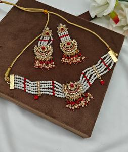 Nuevo conjunto de Gargantilla étnica Rajwadi Chand, joyería de latón hecha a mano - Product Image 2