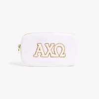 Pochette cosmétique de lettre chenille grecque personnalisée ADPi Pi Pi Phi AXO KAT étui de voyage à patchs scintillants cadeau pour les sacs de maquillage de sororité des soeurs
