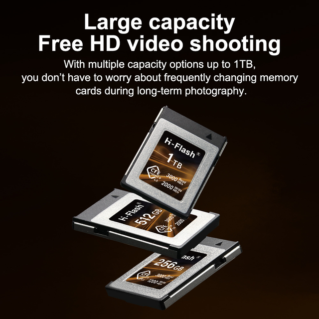 H FLASH 512GB Professional Silver CFexpress Type B Memory Card, for Photographers, Videographers, up to 3000/2000 MB/s, 8K Video