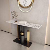 Console d'entrée de luxe léger, style minimaliste moderne Wabi-Sabi, en métal et ardoise SP-025, pour hôtel et appartement, installation amovible