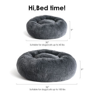 Personalizar lujo Donut mascota perro cama larga PV felpa patrón sólido piel sintética gato cama nido para dormir del perro - Product Image 3