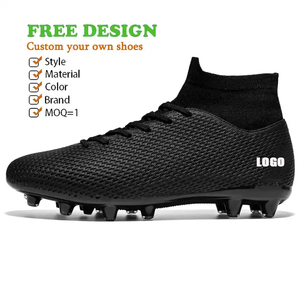 Fabricant de chaussures de football personnalisées OEM bottes de <span class=keywords><strong>futsal</strong></span> crampons de football noir pour entraînement intérieur extérieur FG pour hommes - Product Image 3