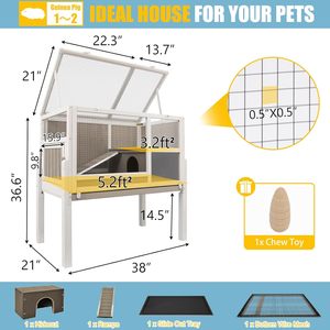 Jaula Moderna de Madera para Cobayas y Conejos con Diseño Bloqueable, Fácil Montaje, Bandeja Extraíble - Caja de Hábitat para Pequeños Animales Empaquetada - Product Image 2