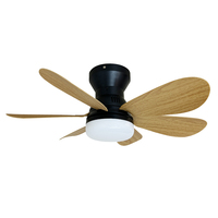 Ventilateur de plafond LED E27 E26 avec 6 pales, douille décorative en bois, télécommande, ventilateur de plafond moderne BLDC avec lumière