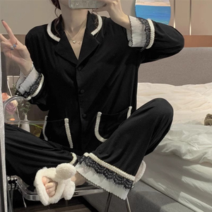 2023 Camisola Manga comprida Camisolas De Malha De Algodão Conjuntos De Pijamas De Malha Pijamas Mujer Pj Factory Set Piyama Meninas Pijamas - Product Image 1