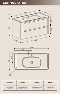 Mueble de Baño Moderno Minimalista Personalizado OEM, Resistente al Agua, Colgante de Pared, Gabinete de MDF, Lavabo de Piedra, Diseño Rectangular, para Uso en Hogar y Hotel - Product Image 2
