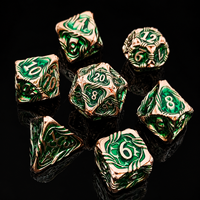 Ensemble de dés en métal DND Rose Copper Green Gleam Vine, 7 pièces, faits à la main, à bords tranchants, polyédriques, pour les jeux de rôle sur table Dungeons & Dragons