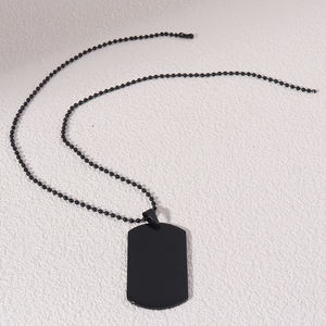 Kalung liontin tag anjing baja tahan karat hitam pria, Perhiasan Pria lapis logam dapat disesuaikan hadiah Nomor lucu - Product Image 4