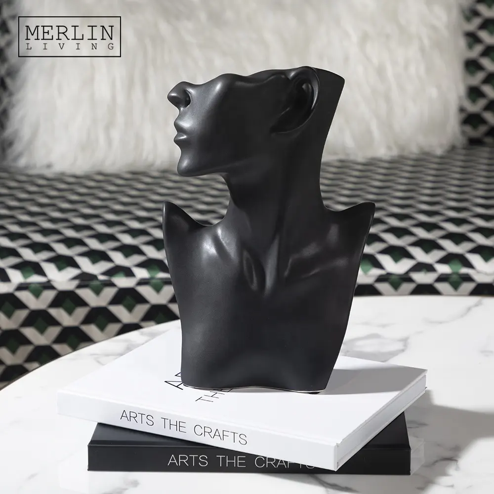 Merlin Living Black lady body head in ceramica statuetta arte scultura moderna accessori per la casa di lusso soggiorno decorazione