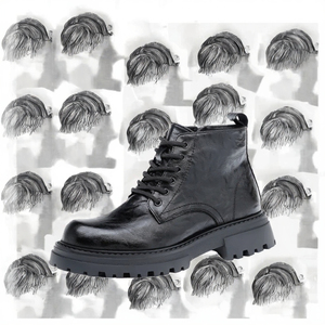 Botas de Motociclista Estilo Británico para Hombre con Logotipo Personalizado, Zapatos de Vestir Negros de PU Ligero, Altura al Tobillo, para Otoño, Invierno y Verano 1-166 - Product Image 2