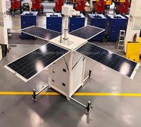 Tour de surveillance solaire à mât télescopique avec poteau de 6 m, 4 panneaux solaires, batteries de 7200 Wh pour les chantiers de construction