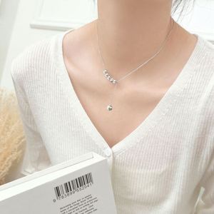 Dylam Fashion Women Jewelry Manufacturer 925 Silver Link Chain Bright Surface <b>Beads</b> Pendant Necklace for Women Girls Lady Daily - Product Image 6