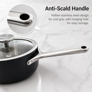 Casserole en acier inoxydable <span class=keywords><strong>noir</strong></span> de qualité alimentaire à trois couches, résistante aux rayures, avec finition mate et couvercle en verre transparent - Product Image 5