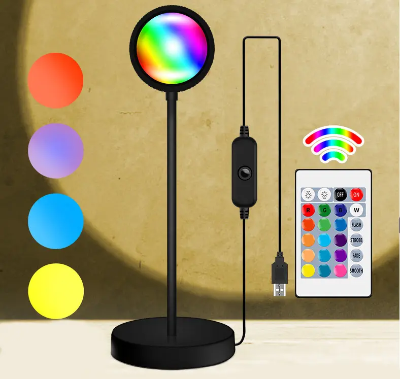 Drop Shipping Remote RGB Modern multicolor light Options Sunset Lamp Eternal Night Light Standing Halo Sunset Lamp