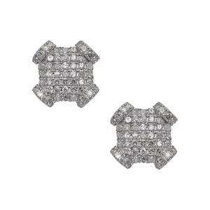 Pendientes de tuerca de circonita cúbica micro-pavé estilo Art Déco para mujer, metal bicolor, cierres de rosca seguros, una elegante opción de regalo - Product Image 2