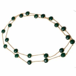 สร้อยคอทองชุบสีเขียวพลอยนิลสำหรับผู้หญิงสร้อยคอทองเหลืองหรูหราชุดเครื่องประดับสร้อยคอประกาย - Product Image 1