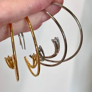 Pendientes de Aro con Forma de Corona, Plata 925, Chapados en Oro de 18K, Corte Brillante Redondo, Engaste de Garras, Lujosos, para Uso Diario de Mujer - Product Image 5