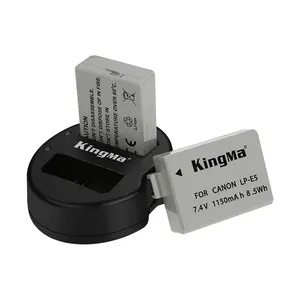 Toptan pil şarj cihazı canon eos 1000d-KingMa LP-E5 Pil (2 Paket) ve Canon EOS 450D 500D 1000D için Çift USB Şarj Kiti