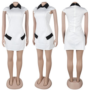 ชุดเดรสแขนกุดคอปกสีบล็อกของผู้หญิงแฟชั่นหรูหรา - Product Image 6