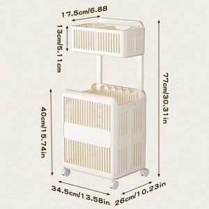 Custom <b>Mesh</b> Clothes Storage Portable Hamper <b>Plastic</b> Laundry Basket 2 Compartments - Product Image 3