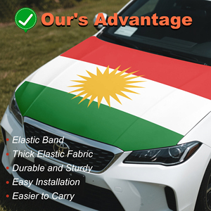 Housse de capot de voiture personnalisée OEM/ODM avec drapeau du Kurdistan, housse de capot en polyester élastique pour véhicules du Moyen-Orient 4*5FT - Product Image 4