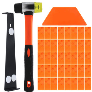 Kit d'installation professionnel pour revêtements de sol stratifiés – 40 entretoises, bloc de frappe, barre de tirage élargie, maillet – Plastique PP noir universel - Product Image 1