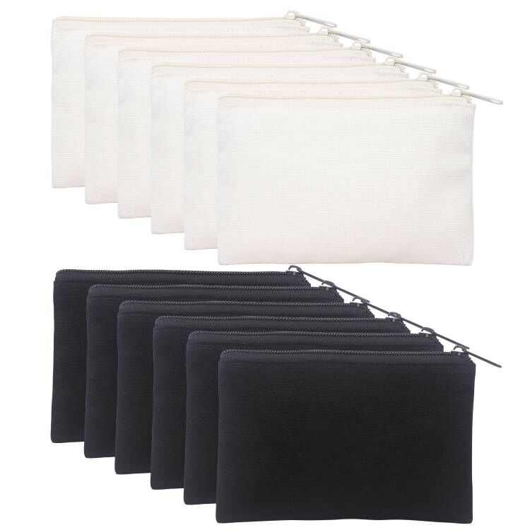 Canvas 3 Sizes Printed Travel Cotton Cosmetic Bag Toiletry Pouches For Cosmetics Blank Make up Bag With Zip