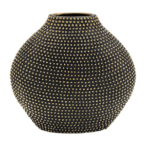 Vaso in Ceramica Moderno con Perline Nero e Oro, Vaso Decorativo per Fiori per Soggiorno, Camera da Letto, Ufficio, Arredamento Casa - Product Image 1