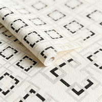 Papier peint traditionnel imperméable non tissé à rayures et à carreaux, autocollant, pour la maison, l'hôtel, le centre commercial