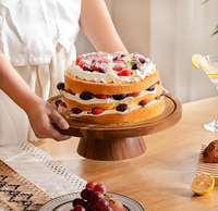 Support à gâteau en bois d'acacia écologique avec couvercle en acrylique transparent de qualité alimentaire pour présentation de desserts sur table de fête - Grande Vente