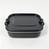 Offre Spéciale – Boîte à lunch 800 ml 16 cm en acier inoxydable 304 avec boucle en silicone, couvercle en acier inoxydable, un compartiment, compatible lave-vaisselle