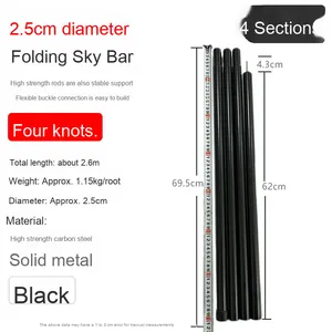 Venta al por mayor de fábrica, soporte para exteriores, resorte de fibra de carbono ajustable, conexión de cable de acero, accesorios independientes, dosel, poste de tienda - Product Image 5