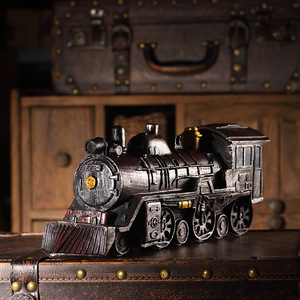 Simulation rétro de Train à vapeur décoration de Train en résine ornement décoratif modèle de Locomotive pour bureau balcon café cadeau - Product Image 2